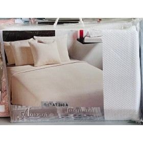 Colcha verano JACQUARD  blanca/beige cama 90cm 